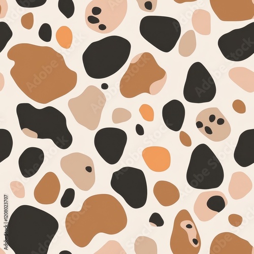 Abstract Animal Print Pattern with Brown and Black Organic Shapes
