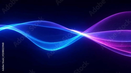 Glowing Abstract Waves Blue and Pink Light on Dark Background