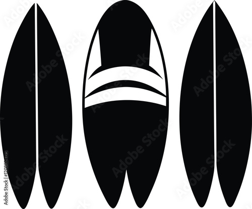 Surfboard  silhouette bundle,Surfboard   black vector set