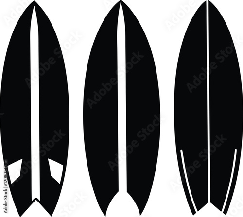 Surfboard  silhouette bundle,Surfboard   black vector set