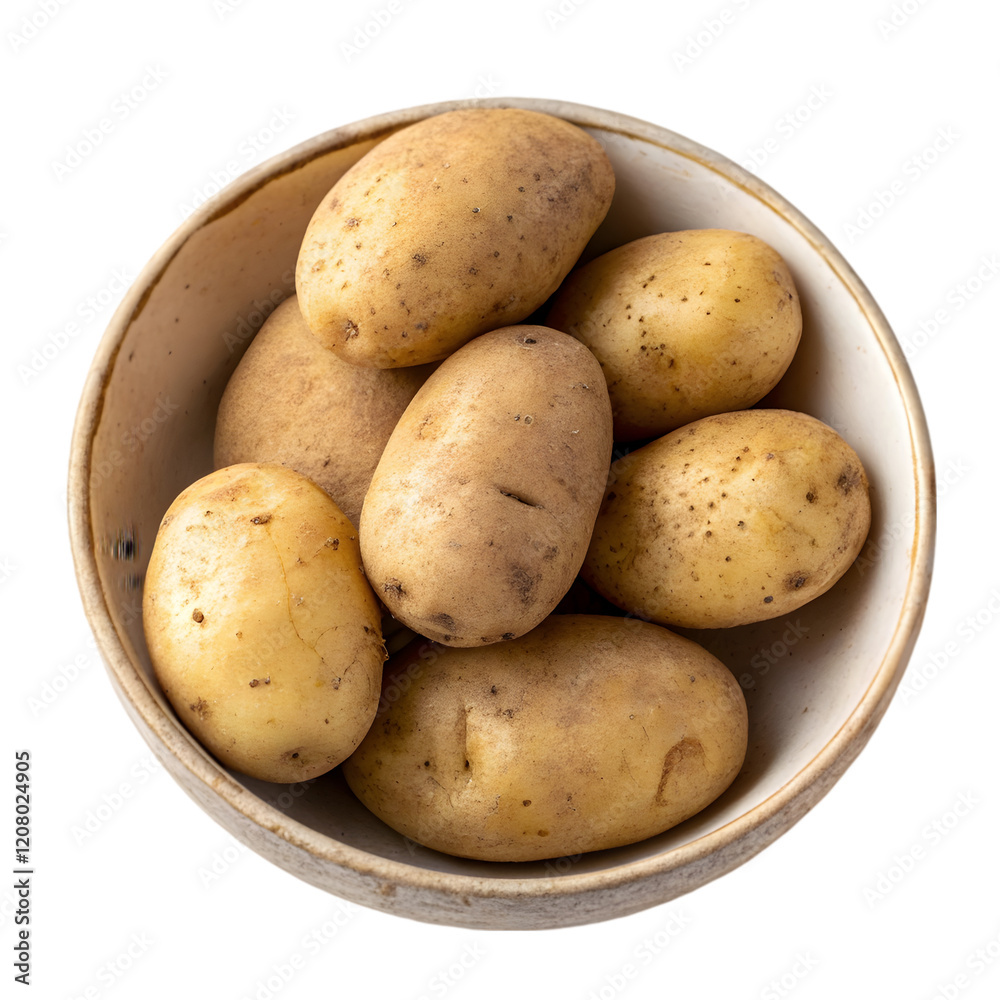 bowl of raw potatoes on transparent background bowl of raw potatoes on transparent background