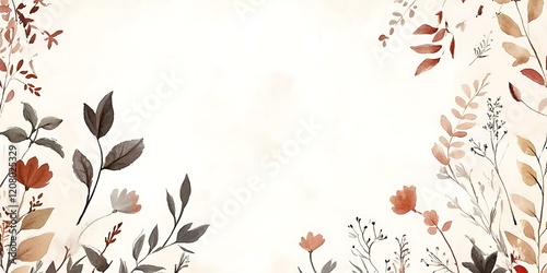Wallpaper Mural Autumn floral illustration frame, chrysanthemum, watercolor autumn leaves floral frame Torontodigital.ca