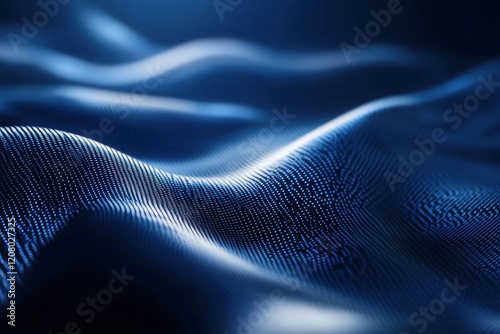 Elegant Minimalist Abstract with Flowing Blue Waves, Smooth Textures, and Modern Design in Serene Light and Shadow