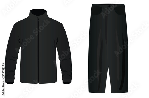 Black jacket and pants. vector illustration