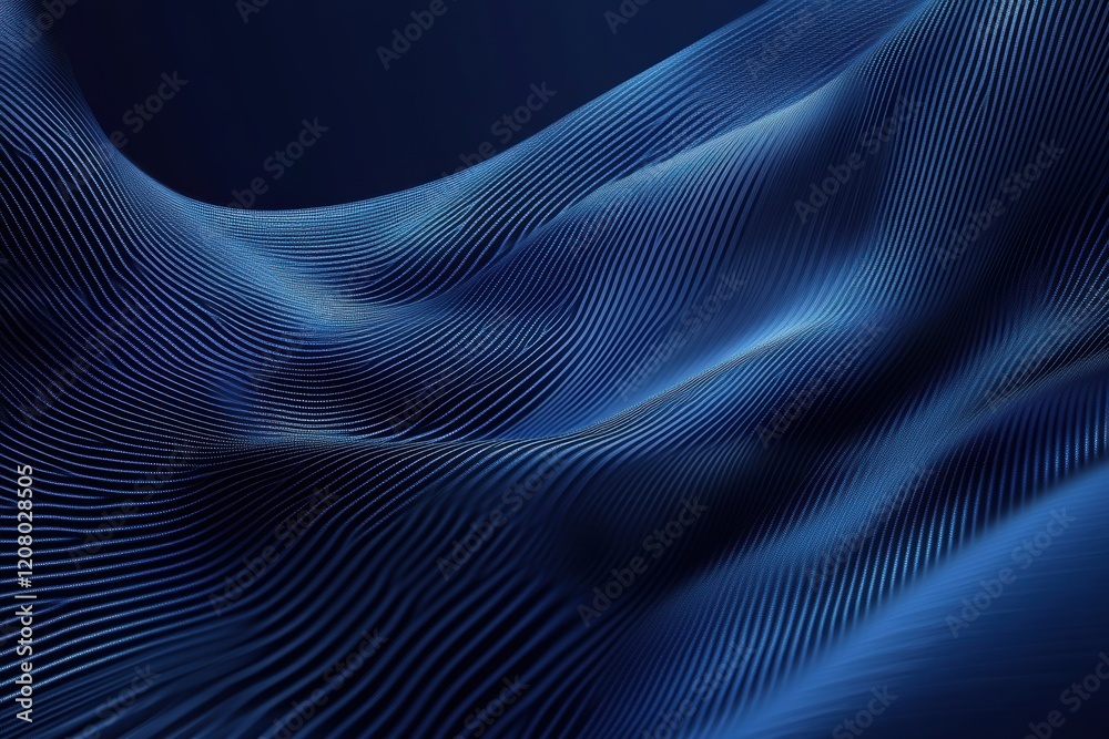 Elegant Minimalist Abstract with Flowing Blue Waves, Smooth Textures, and Modern Design in Serene Light and Shadow