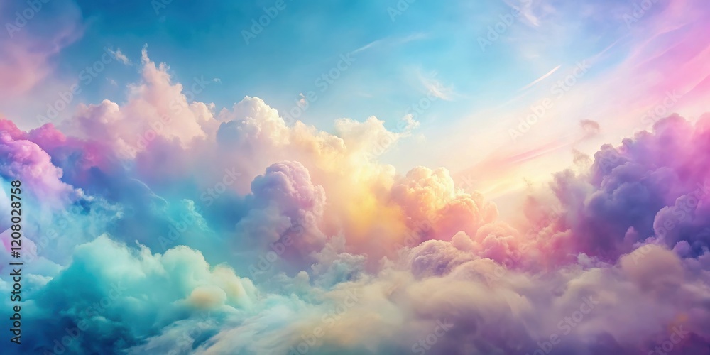 Dreamlike Pastel Cloudscape A Serene Aerial View of Colorful, Fluffy Clouds at Sunrise or Sunset Dreamlike Pastel Cloudscape A Serene Aerial View of Colorful, Fluffy Clouds at Sunrise or Sunset