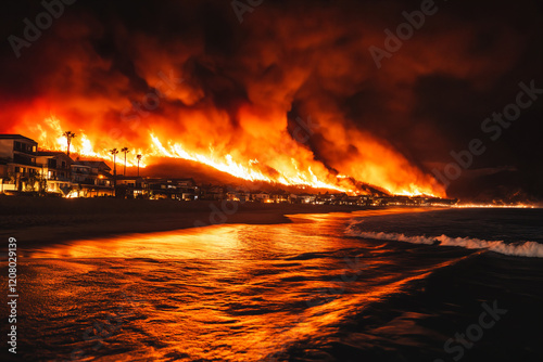 camera camera photo, waterfront, huge wildfire, city fire 