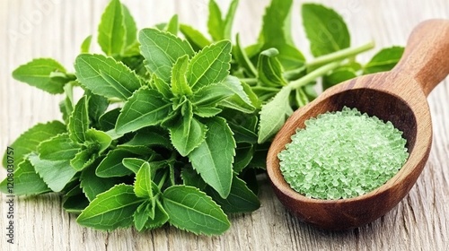 herbs in a wooden spoon