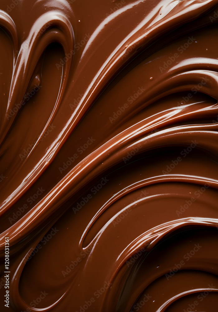 A gourmet and artistic close-up of smooth, creamy chocolate texture with rich, glossy waves and swirls. The composition captures the chocolate's uniform surface. A gourmet and artistic close-up of smooth, creamy chocolate texture with rich, glossy waves and swirls. The composition captures the chocolate's uniform surface.