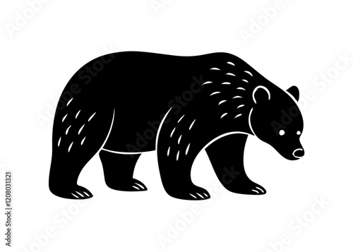 Bear Foraging  isolated silhouette vector on white background 
