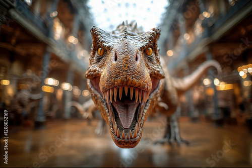 A Roaring T-Rex: Prehistoric Predator in a Modern Museum photo