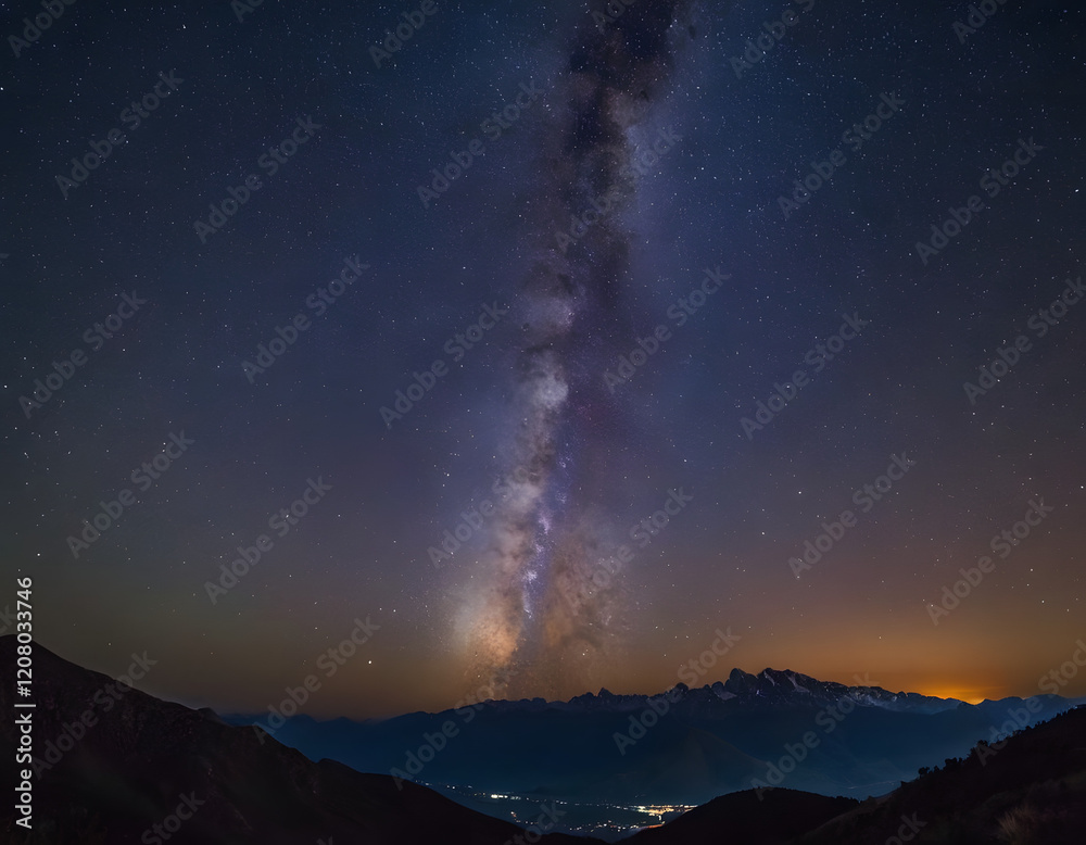 milkyway over the mountains during sunset milkyway over the mountains during sunset