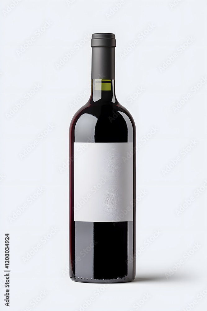 Obraz premium Wine bottle with blank label mock up isolated white background
