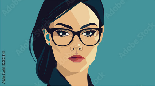 Flat vector illustration of business woman. Office worker. Entrepreneur. Director. Beautiful female.