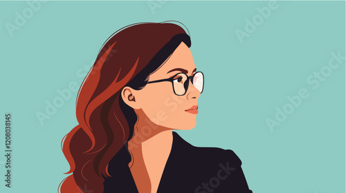 Flat vector illustration of business woman. Office worker. Entrepreneur. Director. Beautiful female.