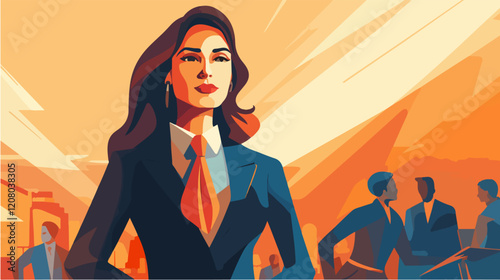 Flat vector illustration of business woman. Office worker. Entrepreneur. Director. Beautiful female.