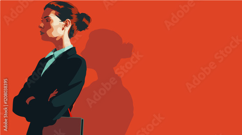 Flat vector illustration of business woman. Office worker. Entrepreneur. Director. Beautiful female.