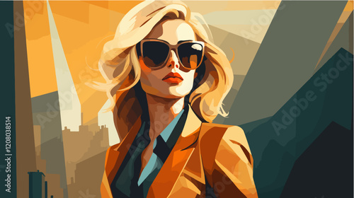 Flat vector illustration of business woman. Office worker. Entrepreneur. Director. Beautiful female.