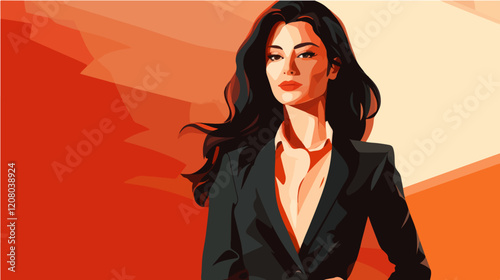 Flat vector illustration of business woman. Office worker. Entrepreneur. Director. Beautiful female.