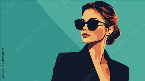 Flat vector illustration of business woman. Office worker. Entrepreneur. Director. Beautiful female.