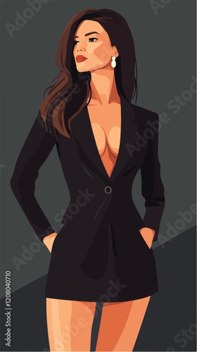 Flat vector illustration of business woman. Office worker. Entrepreneur. Director. Beautiful female.