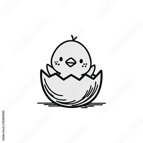Cute cartoon bird egg hatching vector illustration