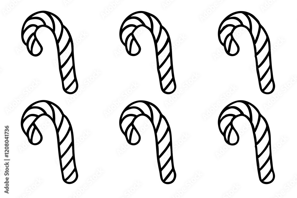 Holiday-Themed Candy Cane Line Art Set Holiday-Themed Candy Cane Line Art Set
