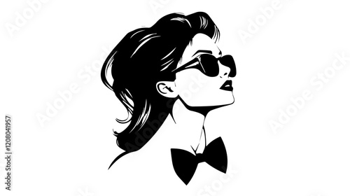 Black and white flat vector illustration of business woman. Office worker. Entrepreneur. Director. Beautiful woman.