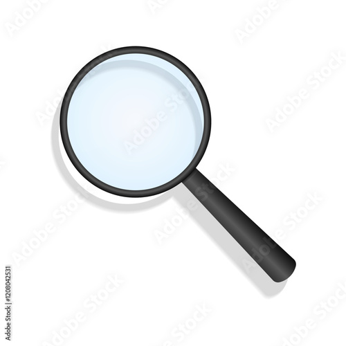 Realistic magnifying glass isolated on white background, vector illustration.