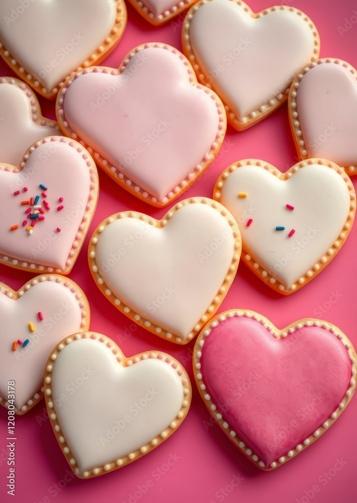 Heart shaped cookies with colorful sprinkles arranged on a pink backdrop perfect for valentine's day celebrations and sweet treats valentines backdrop love heart valentine vector romantic day holiday Heart shaped cookies with colorful sprinkles arranged on a pink backdrop perfect for valentine's day celebrations and sweet treats valentines backdrop love heart valentine vector romantic day holiday