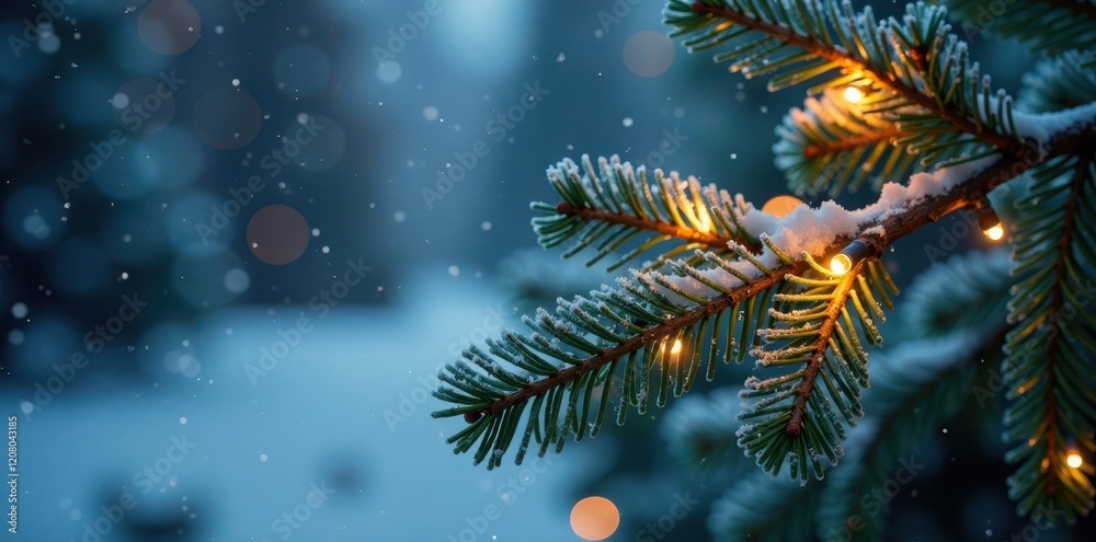 Spruce branch wrapped in frosty twinkle lights, frosty, ice, frosty twinkle lights wrapped spruce branch Spruce branch wrapped in frosty twinkle lights, frosty, ice, frosty twinkle lights wrapped spruce branch