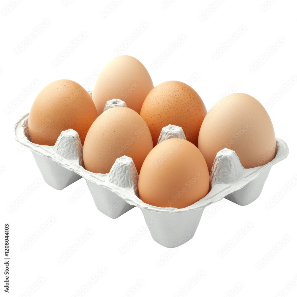 Six Brown Eggs in a Cardboard Carton Six Brown Eggs in a Cardboard Carton