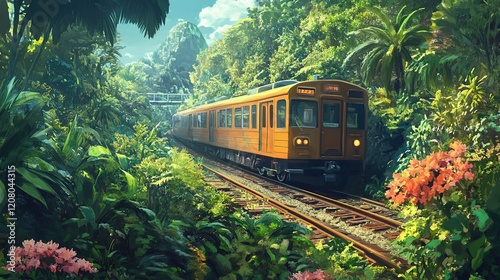 Tropical Train Journey: A Lush Paradise Ride