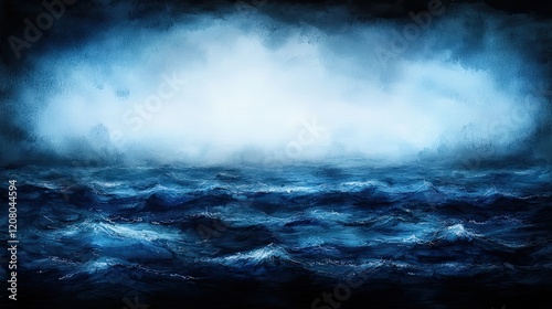 Stormy waves at sea ocean view artwork
