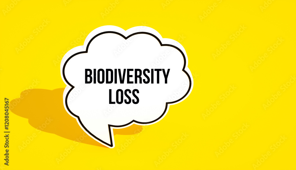 Biodiversity Loss concept message written on speech bubble. Yellow background Biodiversity Loss concept message written on speech bubble. Yellow background