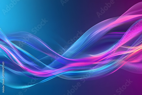 Futuristic Neon Waves with Glowing Abstract Curves, Vibrant Colors, and Digital Art Aesthetics for Modern Design and Dynamic Light Patterns