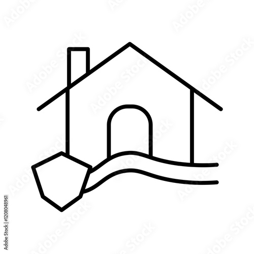 flooded house line icon