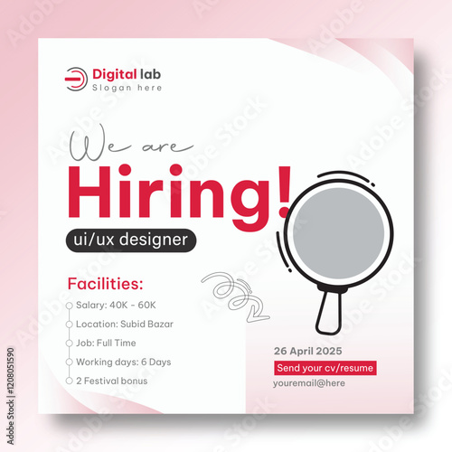 Job hiring post or hiring social media post
