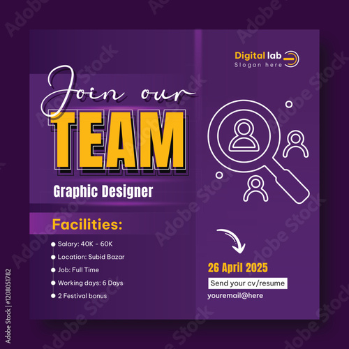 Job hiring post or hiring social media post