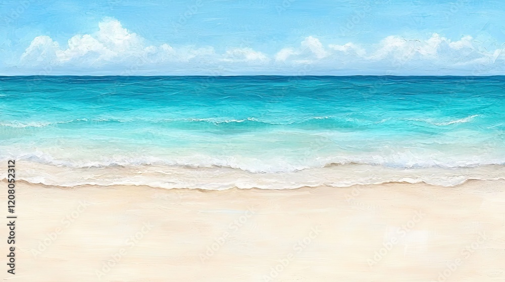 Fototapeta premium Relaxing beach scene tropical coast painting