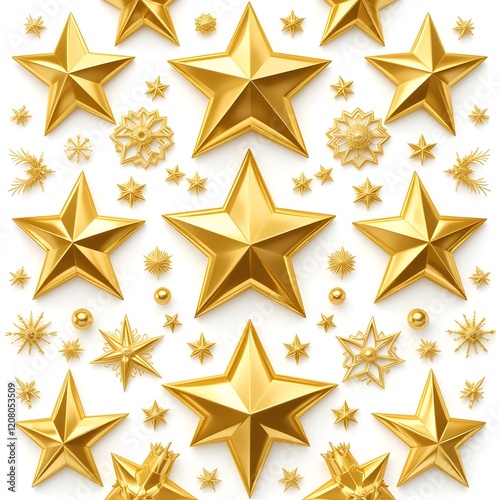Golden Glitter Stars vector set isolated on white background. Glittering Christmas star icon. Design element for holidays.
