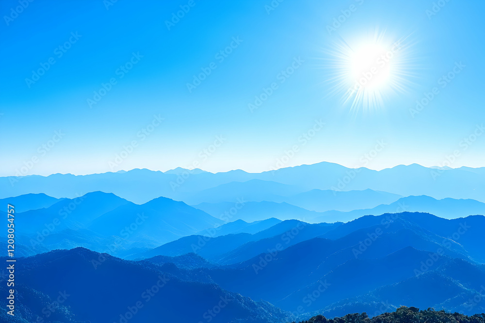Obraz premium Sunlit Blue Mountain Range Panorama