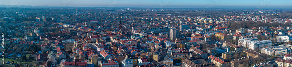 Fototapeta premium Ultra panorama of Tarnów with old town viewed from the east