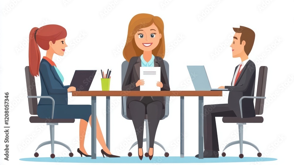 Three Businesspeople Collaborate During a Productive Office Meeting Three Businesspeople Collaborate During a Productive Office Meeting