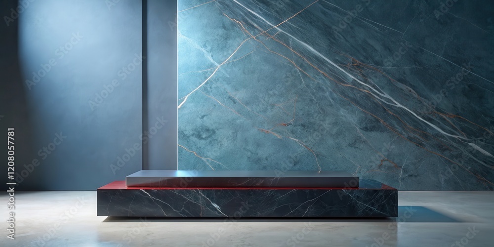 Modern Minimalist Product Display with Dark Marble and Metal Modern Minimalist Product Display with Dark Marble and Metal