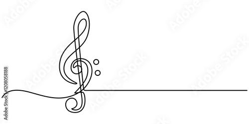 Treble and Bass Clef continuous one line drawing, continuous line drawing of treble clef music notes minimalist, Musical notes, Music Note Icon, f clef music note
