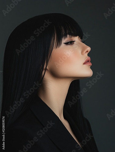 Stylized Portrait of a Female Model with Neon Signs Behind Her