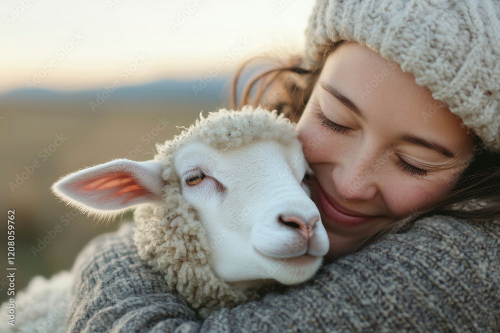 Tender Embrace: Girl and Lamb Share a Heartwarming Moment of Connection on the Farm Tender Embrace: Girl and Lamb Share a Heartwarming Moment of Connection on the Farm