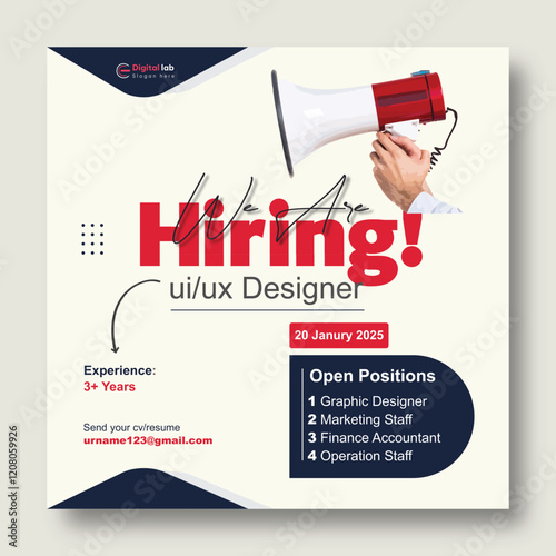 Job hiring post or hiring social media post