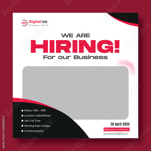 Job hiring post or hiring social media post